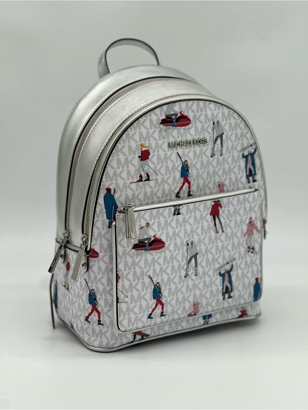 Michael Kors White Logo Print Mini Backpack with Multicolor Figures - Picture 11 of 11